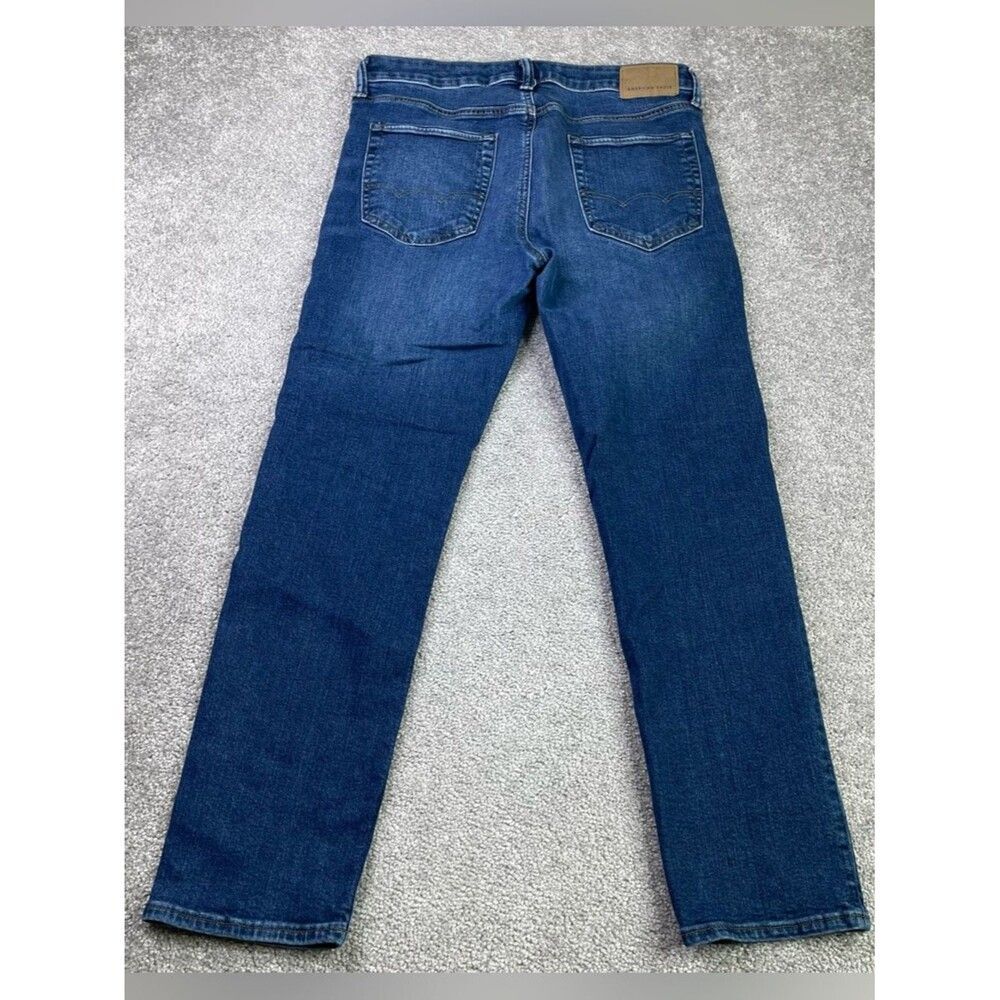 American Eagle AirFlex Jeans Men’s 32X28 Blue Slim Straight Mid-Rise Dark Wash - Picture 3 of 13